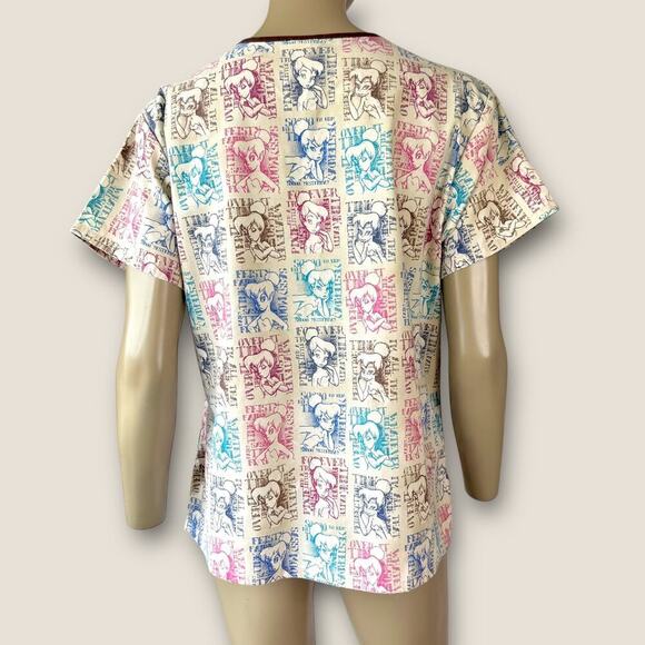 Disney Short Sleeve Medical Scrub Top Nurse Tinker Bell Women Size M Multicolor - Picture 2 of 11